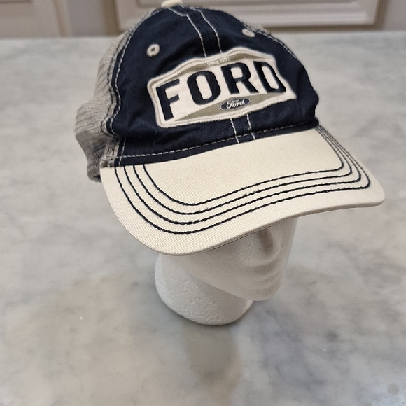 Ford Navy Gray Youth Or Womens Adjustable Trucker Hat Cap See Measurements Mesh - Picture 1 of 5